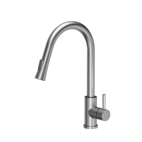 Quadri Leeds kitchen mixer tap with pull-out shower with 2 settings brushed steel 1208955909