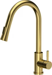 Quadri Leeds kitchen mixer tap with pull-out shower with 2 settings PVD brushed gold 1208955910