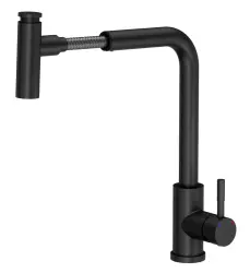 Quadri Cardiff kitchen mixer with pull-out shower with 2 jets matt black 1208955912