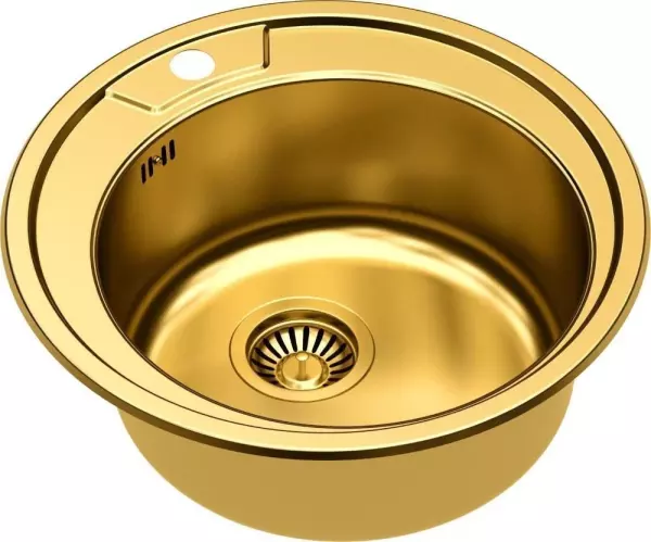 Aquadesign Ross round sink PVD gold round flush-mounted and surface-mounted