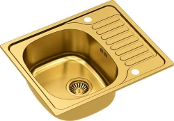 Aquadesign Rudolf Gold PVD Sink 580x480mm Surface-Mounted with Draining Rack, Reversible - 1208955926