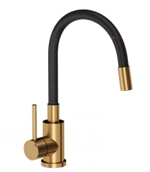 Quadri Bristol kitchen mixer tap with flexible black spout PVD brushed copper 1208955984