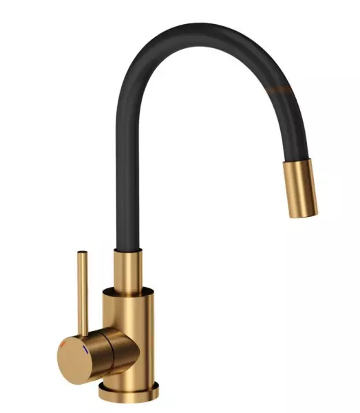 Quadri Bristol kitchen mixer tap with flexible black spout PVD brushed copper 1208955984