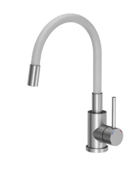 Quadri Bristol kitchen mixer tap matt chrome with flexible white spout 1208956022