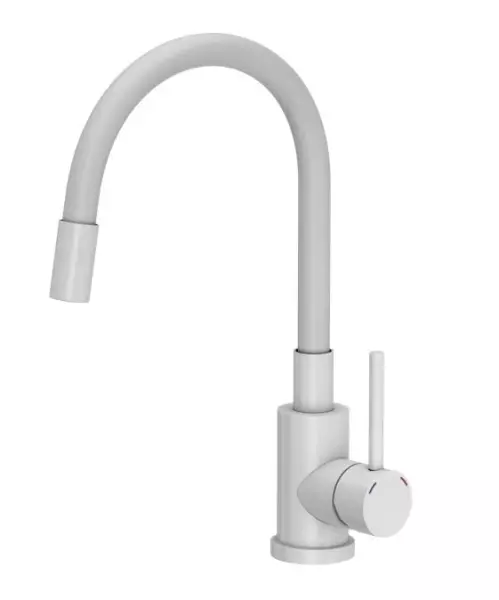 Quadri Bristol kitchen mixer tap matt white with flexible white spout 1208956028