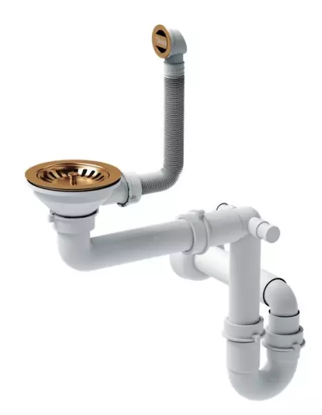 Quadri London copper drain set sink incl. overflow copper 1208956066