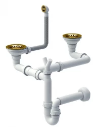 Quadri London gold double drain set sink incl. overflow gold 1208956068