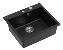 Quadri Sheffield black granite flush-mounted sink 57x50cm with tap hole bench 1208956075