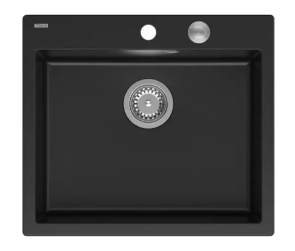 Quadri Sheffield black granite flush-mounted sink 57x50cm with tap hole bench 1208956075