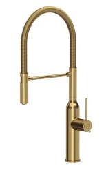 Quadri Stamford high kitchen mixer tap with flexible spout PVD brushed gold 1208956077