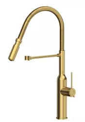 Quadri Stamford high kitchen mixer tap with flexible spout PVD brushed gold 1208956077