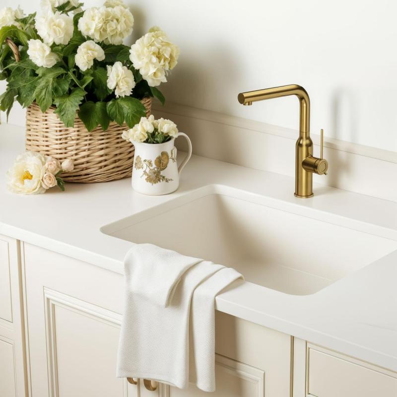 Quadri Stamford kitchen mixer gold with removable spout 1208956084