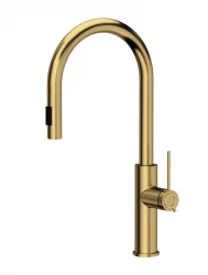 Quadri Retford kitchen mixer gold with removable spout and spray setting 1208956085