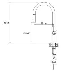 Quadri Retford kitchen mixer stainless steel with removable spout and spray setting 1208956088