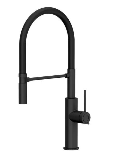 Quadri Retford kitchen mixer tap matt black with flexible spout black 1208956090