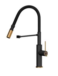 Quadri Retford Kitchen Faucet Black with Copper Finish and Flexible Black Spout 1208956091