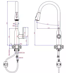 Quadri Stamford kitchen mixer gold with removable spout and spray setting 1208956093