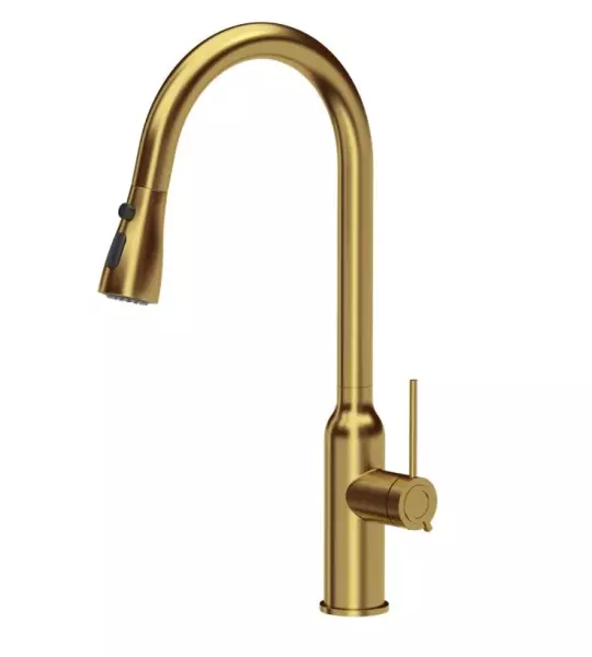 Quadri Stamford kitchen mixer gold with removable spout and spray setting 1208956093