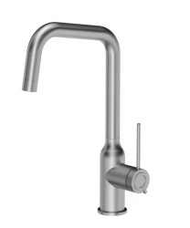 Quadri Stamford kitchen mixer stainless steel with swiveling angled spout 1208956097