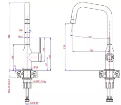 Quadri Stamford kitchen mixer stainless steel with swiveling angled spout 1208956097