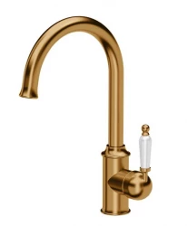 Quadri Workshop classic nostalgic copper PVD kitchen faucet with ceramic handle 1208956101