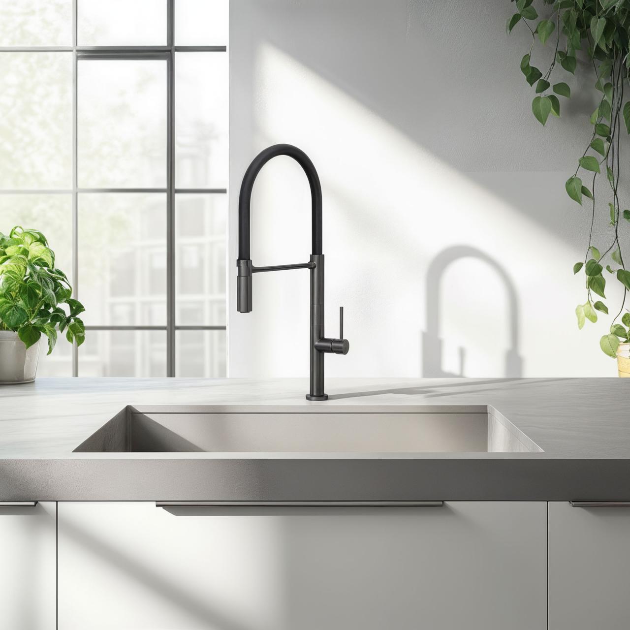 Quadri Brighton kitchen mixer gun metal with flexible spout black 1208956104 - Productafbeelding 2