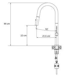 Quadri Brighton kitchen mixer tap matt black with pull-out spout with sprayer 1208956106