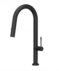 Quadri Brighton kitchen mixer tap matt black with pull-out spout with sprayer 1208956106