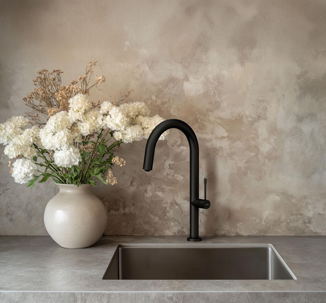 Quadri Brighton kitchen mixer tap matt black with swivel spout 1208956107 - Productafbeelding 2