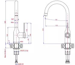 Quadri Stamford kitchen mixer tap matt white with rotating round spout 1208956111