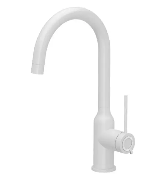 Quadri Stamford kitchen mixer tap matt white with rotating round spout 1208956111