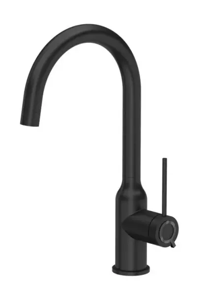 Quadri Stamford kitchen mixer tap matt black with rotatable round spout 1208956112