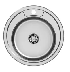 Aquadesign Ross basic round stainless steel sink surface with tap hole 1208956232