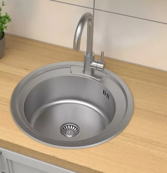 Aquadesign Ross basic round stainless steel sink surface with tap hole 1208956232