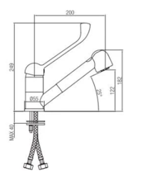 PB Clinic disabled kitchen tap with pull-out spout and long handle spout chrome 1208956270