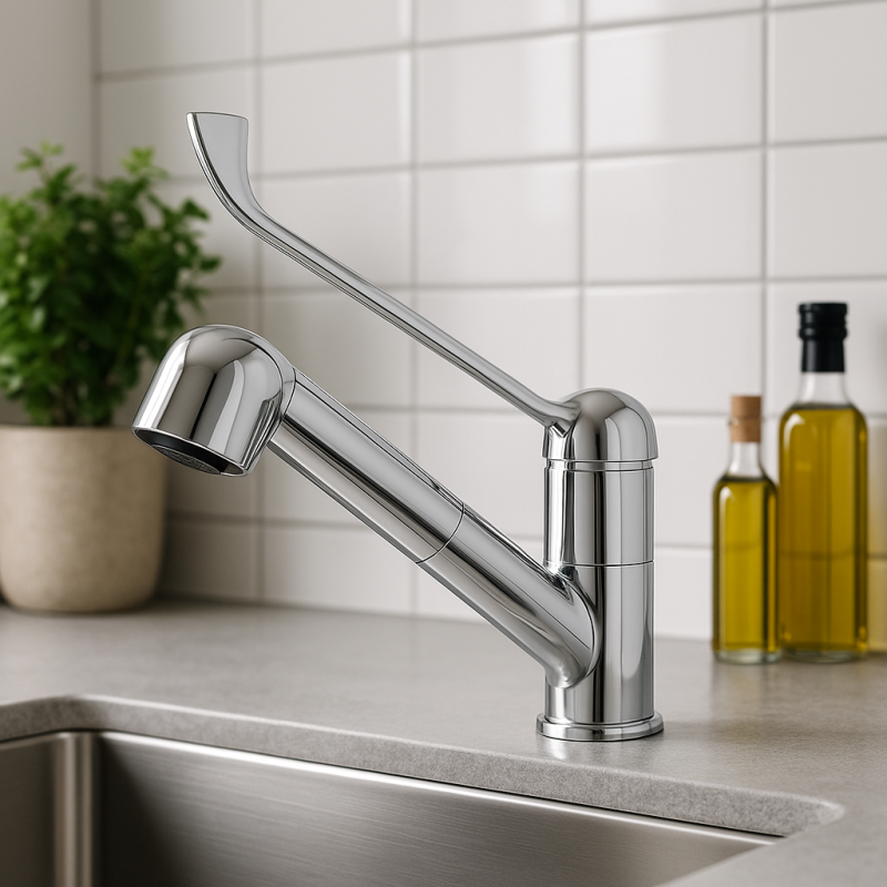 PB Clinic disabled kitchen tap with pull-out spout and long handle spout chrome 1208956270