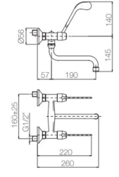 PB Clinic disabled wall mounted kitchen tap with long handle chrome 1208956273