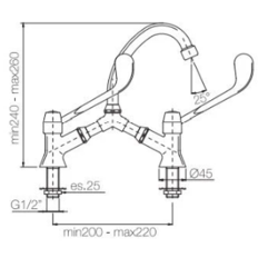 PB Clinic disabled bridge kitchen tap with long handle chrome 1208956274