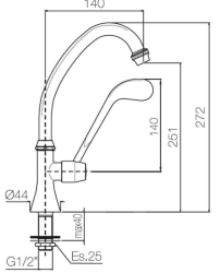 PB Clinic washbasin tap cold water tap with long lever chrome high model 1208956277