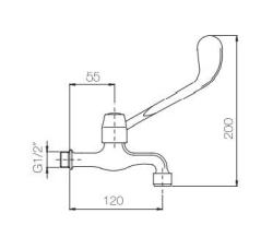 PB Clinic wall washbasin tap cold water with long lever chrome small model 1208956279