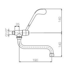 PB Clinic wall washbasin tap cold water with long lever chrome 1208956280