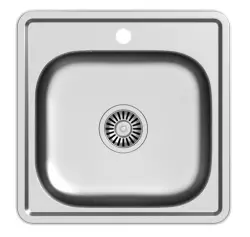 Aquadesign Basic square stainless steel sink 48x48cm surface-mounted with tap hole 1208956284