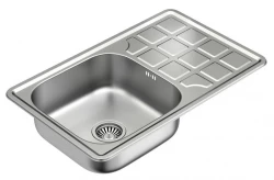 Aquadesign Basic stainless steel sink with drainer, reversible, 78x48cm, top-mounted 1208956286.