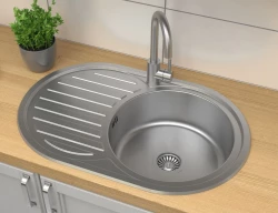 Aquadesign Basic stainless steel sink with draining section reversible 77x50cm inset 1208956287