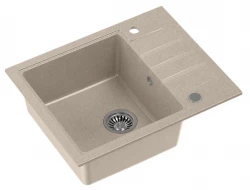 Quadri Cardigan sand beige granite inset sink with drainer reversible 62x50cm 1208956309