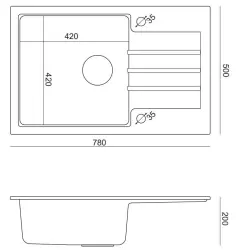 Quadri Cardigan white granite inset sink with drainer reversible 78x50cm 1208956310