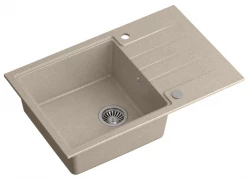 Quadri Cardigan sand beige granite inset sink with drainer reversible 78x50cm 1208956311