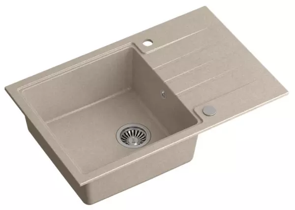 Quadri Cardigan sand beige granite inset sink with drainer reversible 78x50cm 1208956311