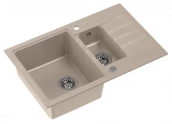 Quadri Cardigan sand beige 1.5 granite inset sink with drainer reversible 78x50cm 1208956313