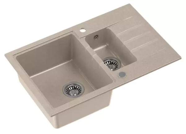 Quadri Cardigan sand beige 1.5 granite inset sink with drainer reversible 78x50cm 1208956313